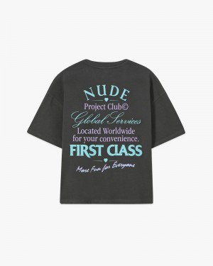 Nude Project First Class Cropped T-shirt Dark Grey | US-36058WHOM