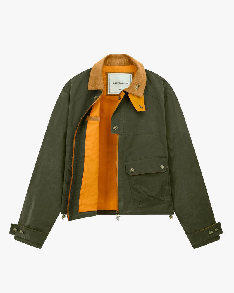 Nude Project Bretagne Waxed Jacket Dark Green | US-90734EHWZ