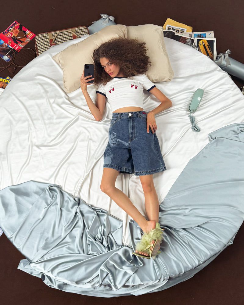 Nude Project Bunny Denim Shorts Navy | US-51830UJCI