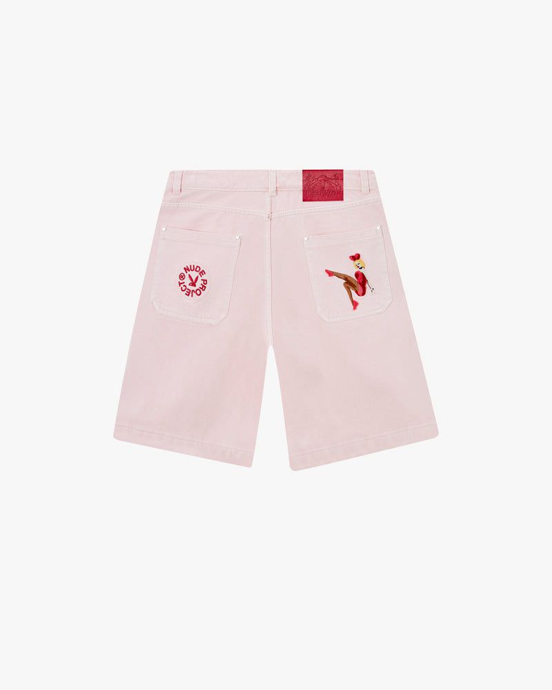Nude Project Bunny Denim Shorts Pink | US-98436AEMB