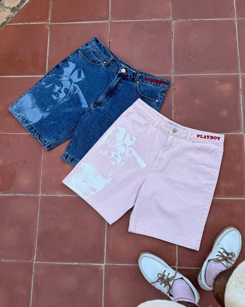Nude Project Bunny Denim Shorts Pink | US-98436AEMB