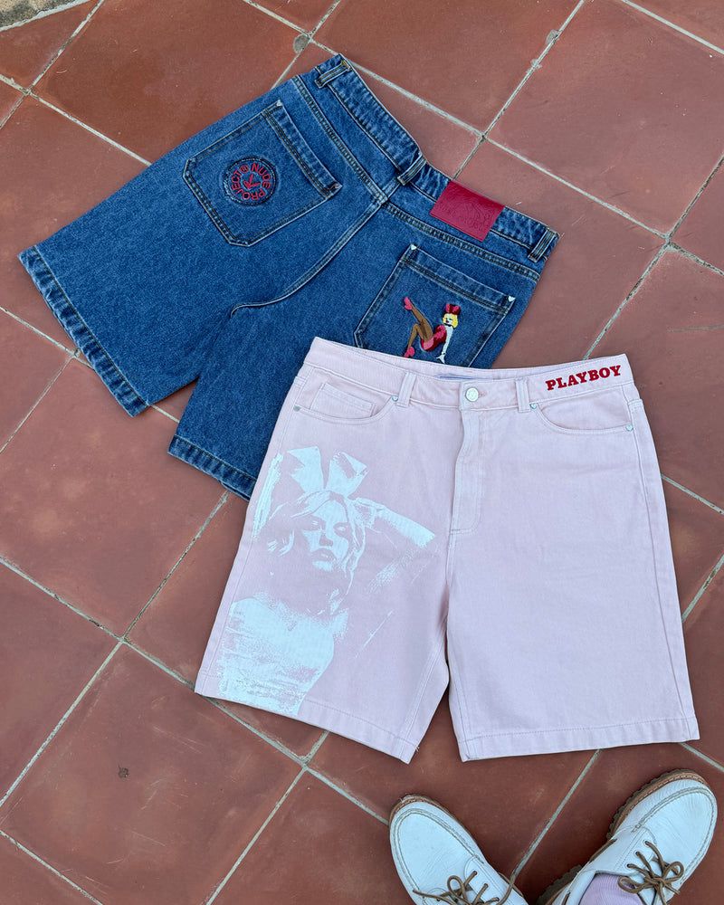 Nude Project Bunny Denim Shorts Pink | US-98436AEMB