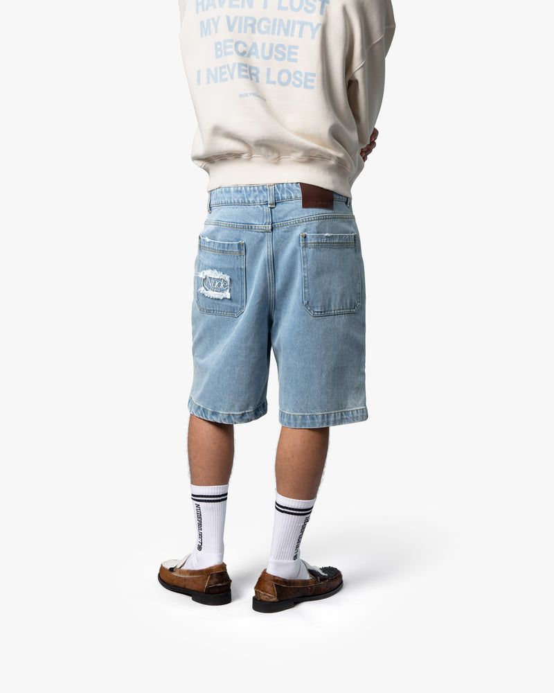 Nude Project Denim Washed Shorts Blue | US-81940CVWU