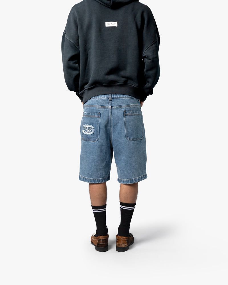 Nude Project Denim Washed Shorts Blue | US-81940CVWU