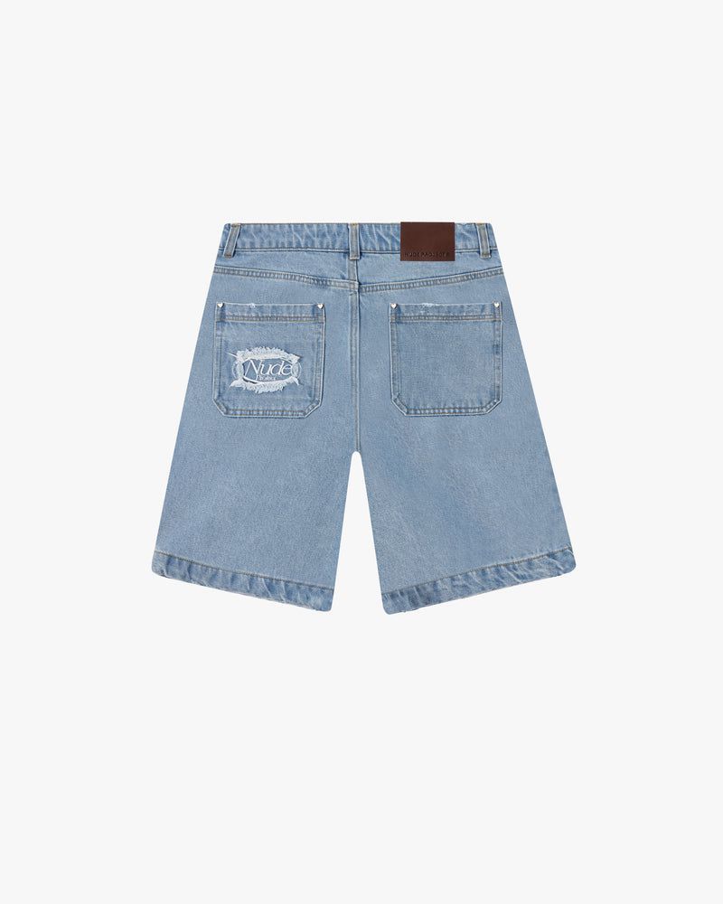 Nude Project Denim Washed Shorts Blue | US-81940CVWU