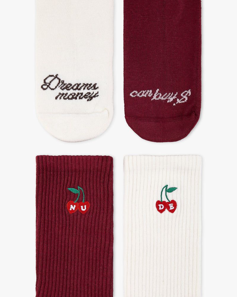 Nude Project Dreams 2xpack Socks Burgundy / Beige | US-12037XCFA