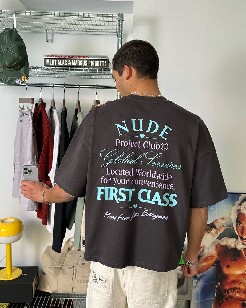 Nude Project First Class Cropped T-shirt Dark Grey | US-36058WHOM