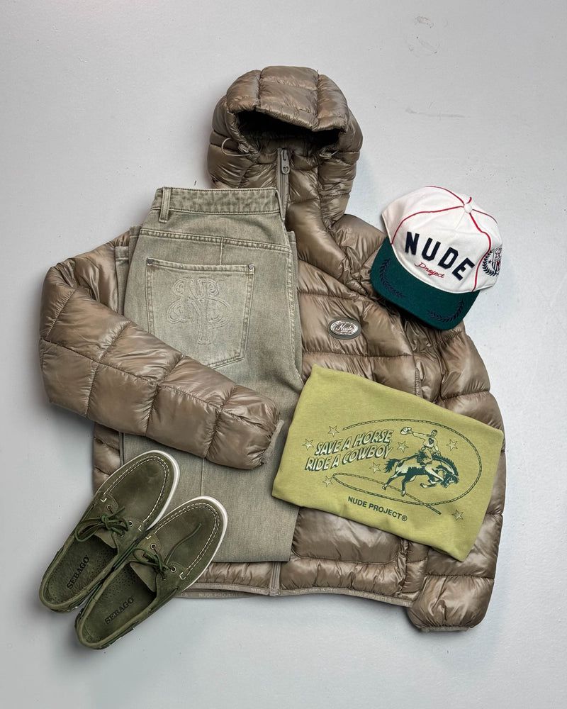 Nude Project Iconic Puffer Jacket Olive | US-34518URAQ