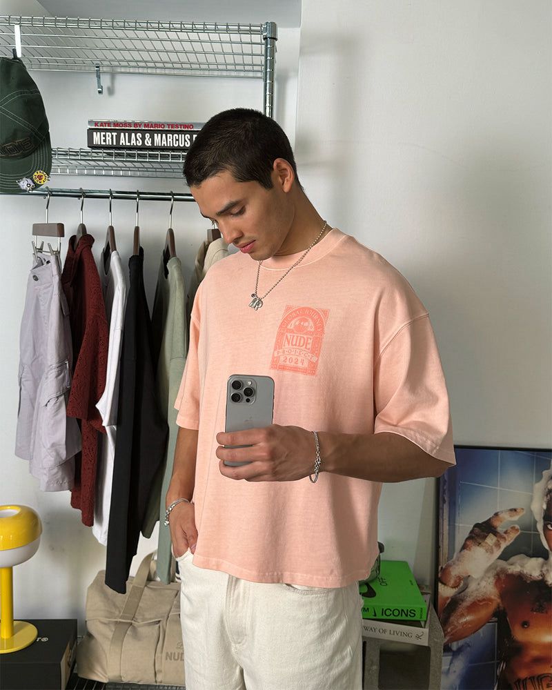 Nude Project Journey Boxy T-shirt Coral | US-32978ZWXN