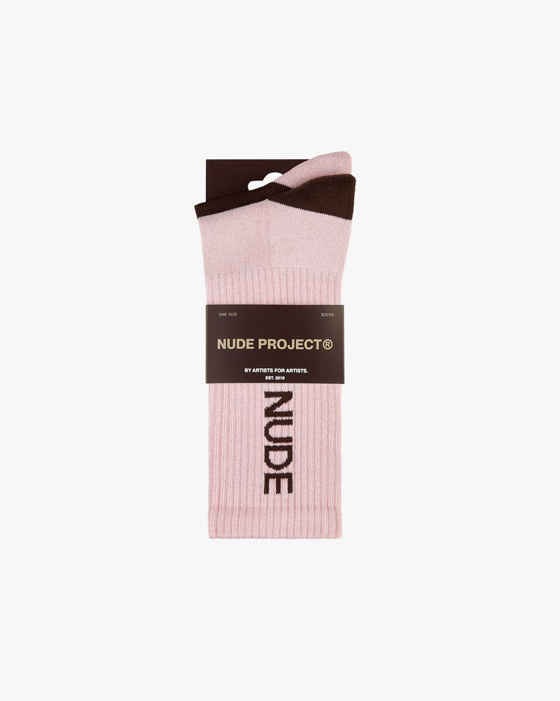 Nude Project Logo 2xpack Socks Brown / Pink | US-98602KAZW