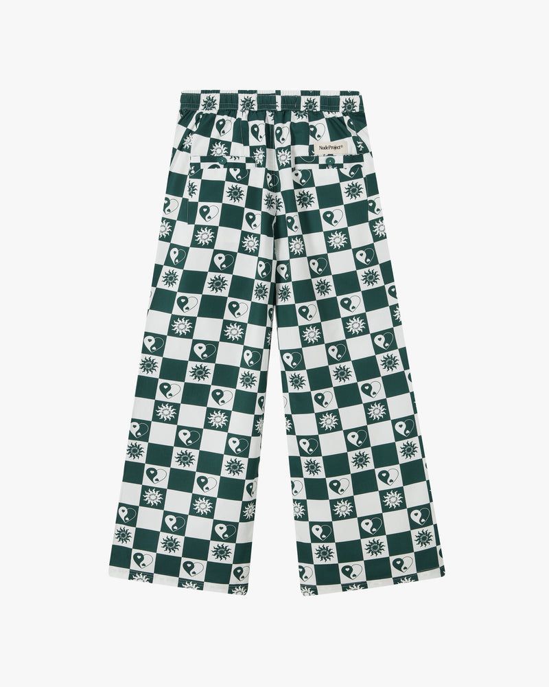 Nude Project Peace Checkered Pants Green / White | US-43869PNKW