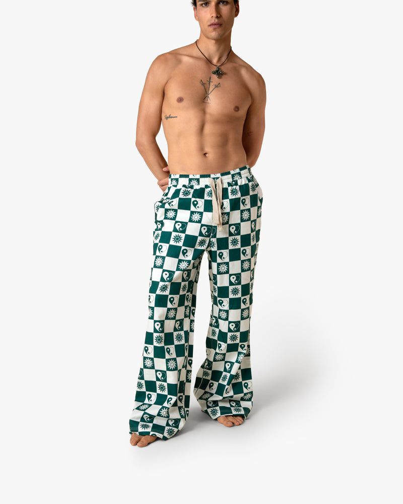 Nude Project Peace Checkered Pants Green / White | US-43869PNKW
