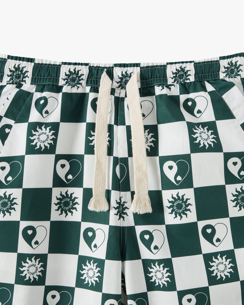 Nude Project Peace Checkered Pants Green / White | US-43869PNKW