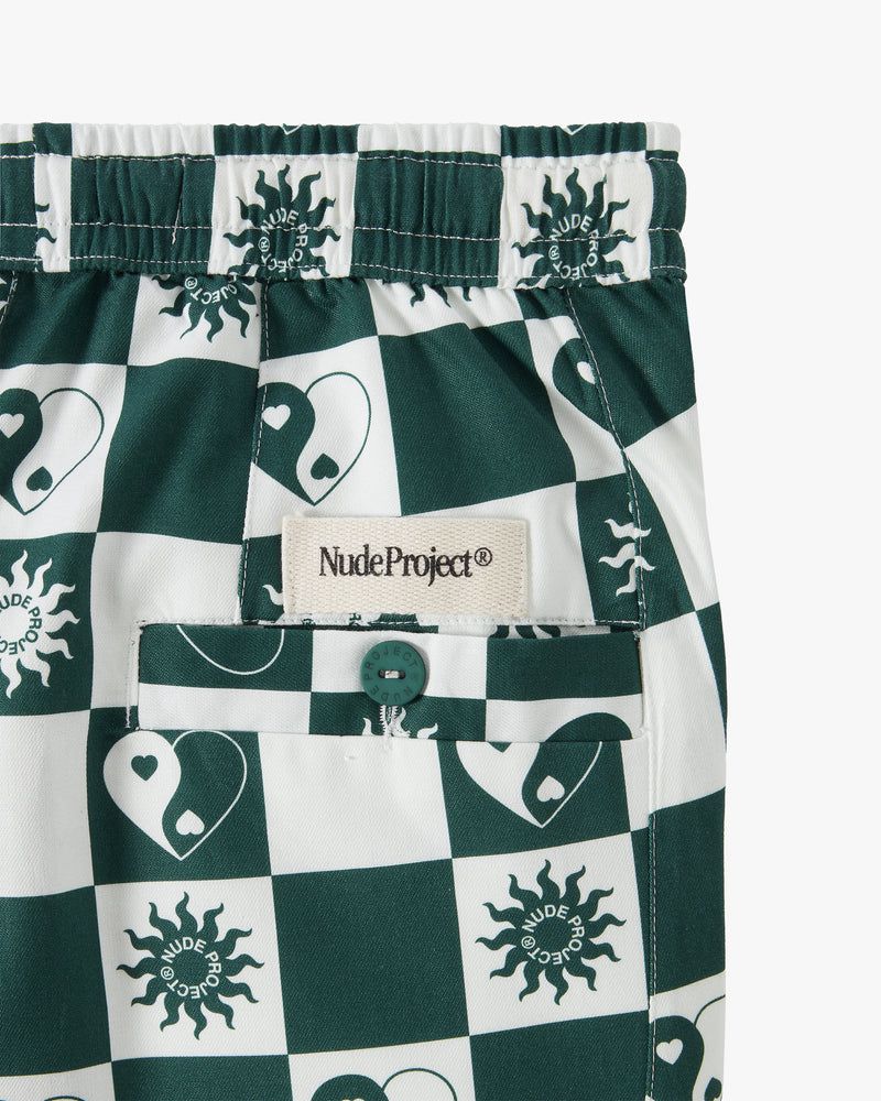 Nude Project Peace Checkered Pants Green / White | US-43869PNKW
