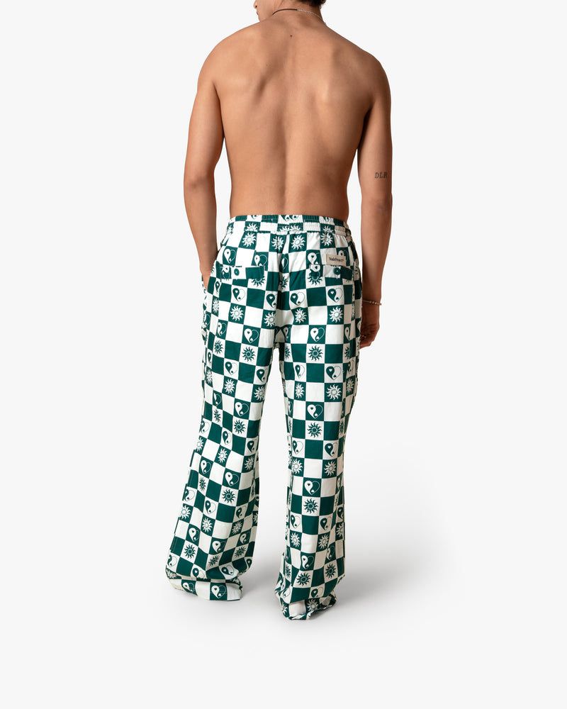 Nude Project Peace Checkered Pants Green / White | US-43869PNKW