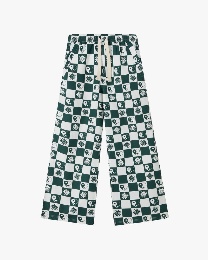 Nude Project Peace Checkered Pants Green / White | US-43869PNKW