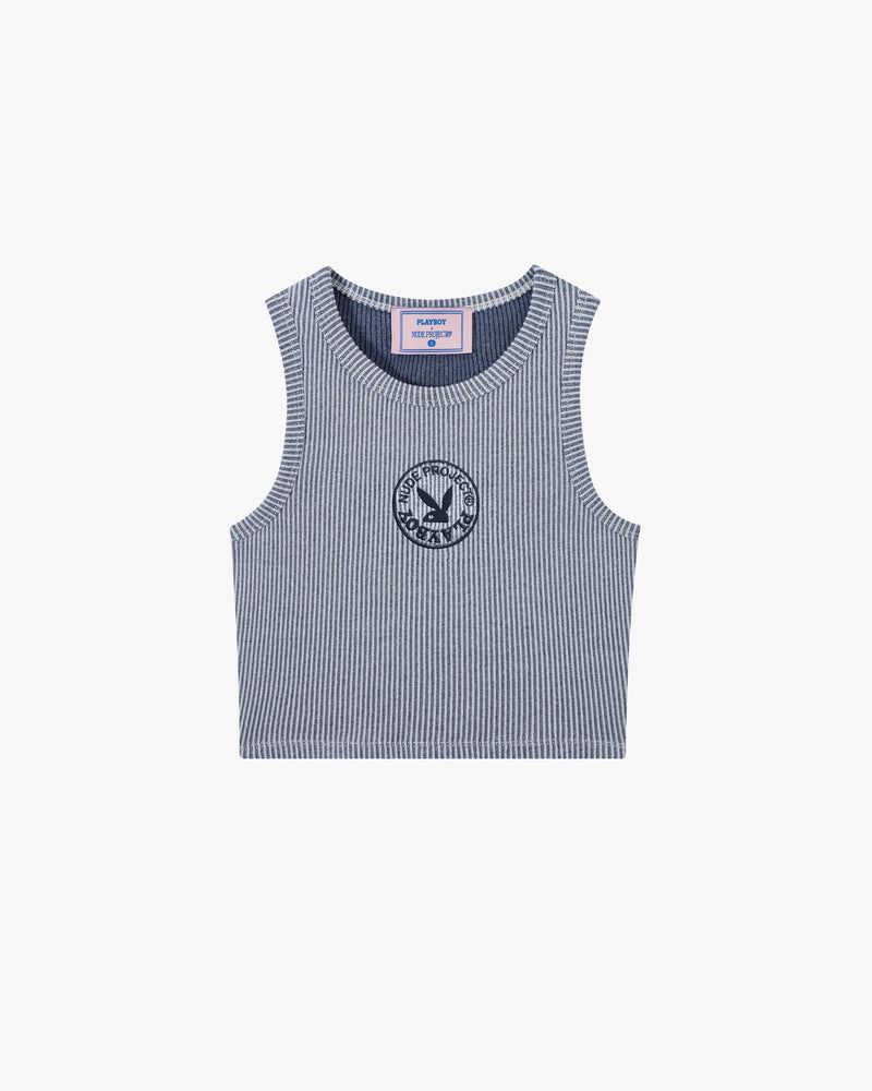 Nude Project Playboy Contrast Ribbed Tank Top Blue | US-25496BWNX