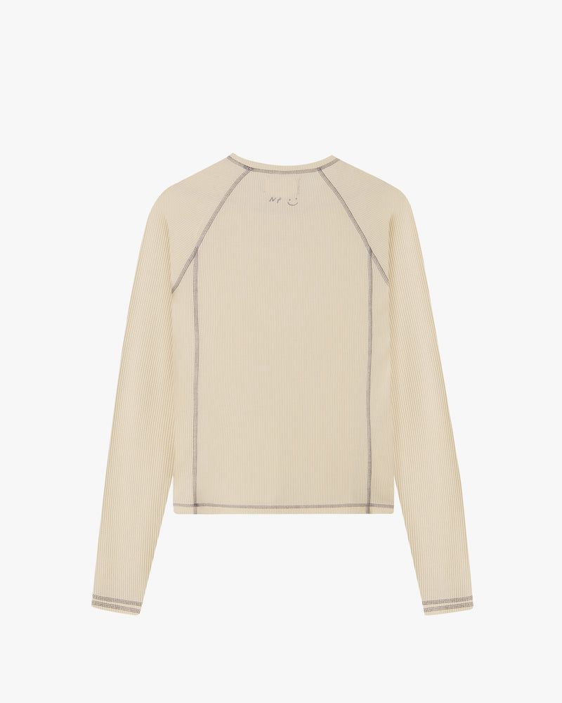 Nude Project Waffle Long-sleeve2 Pack T-shirt Cream / Navy | US-19684KMZH