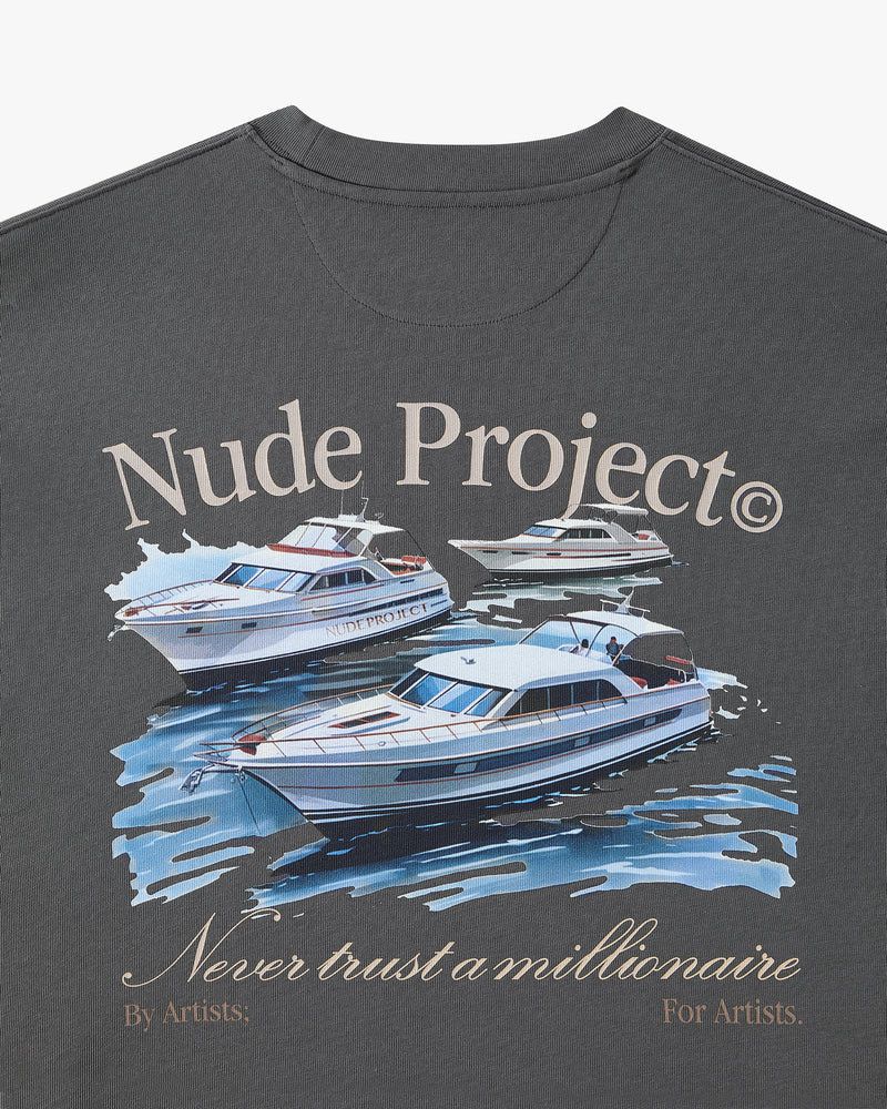 Nude Project Yatch Club T-shirt Dark Grey | US-34269ZITR