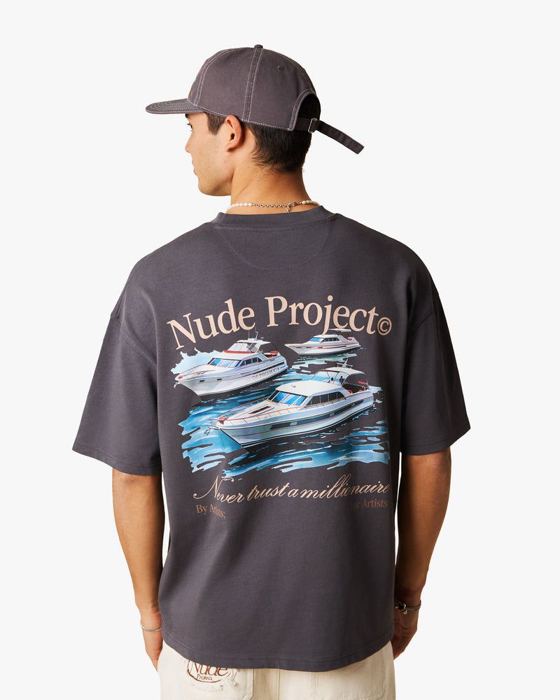 Nude Project Yatch Club T-shirt Dark Grey | US-34269ZITR